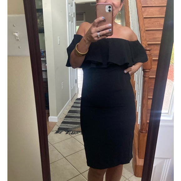 Lulus black off shoulder dress; size S - Picture 2 of 5